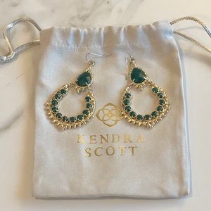Rare Kendra Scott Gaia Green Agate Drop Earrings